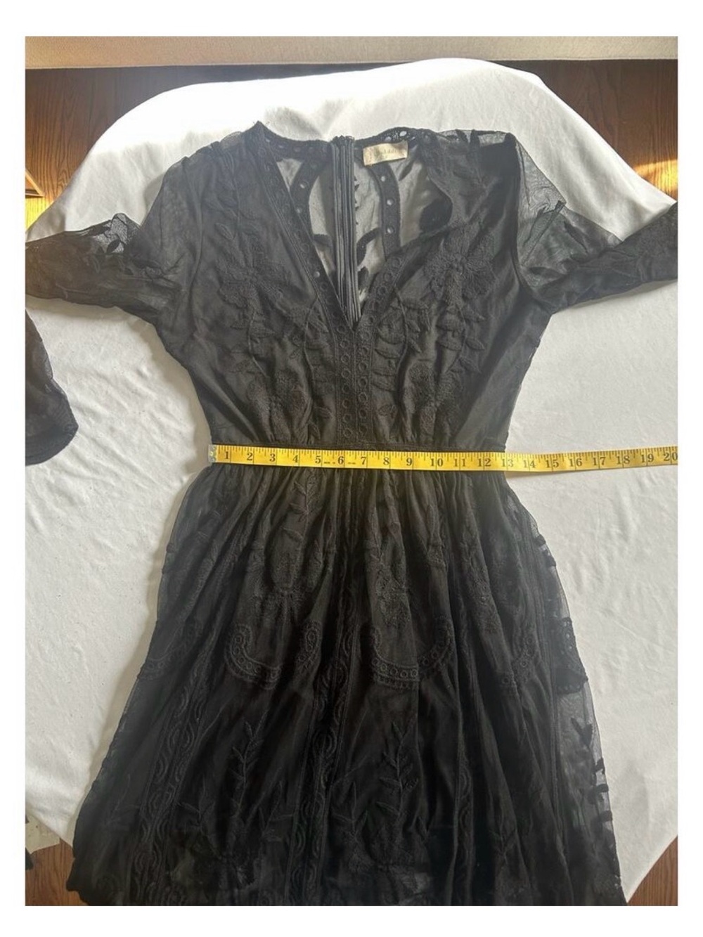Altar'd State Black Sheer Lace Maxi Dress with V-Neck - Picture 9 of 11